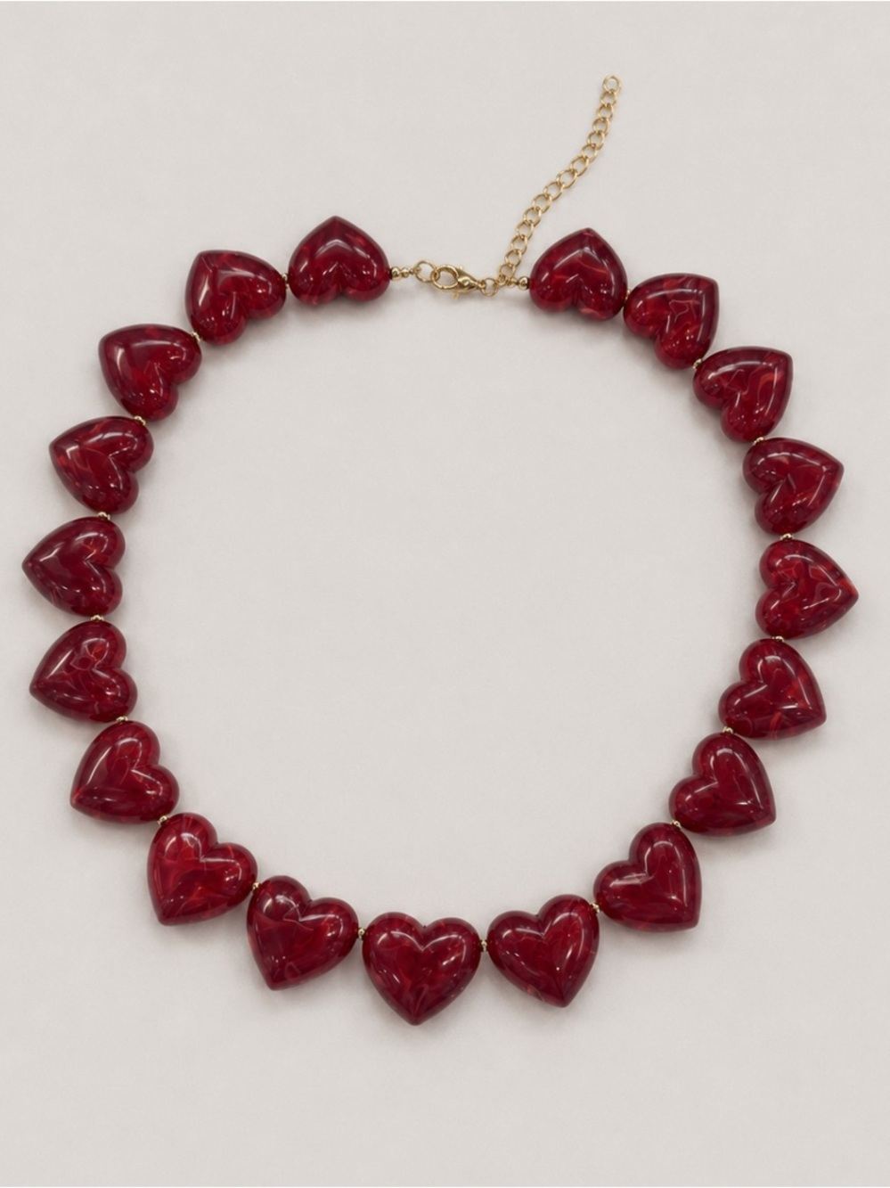 New! Preppy Red Wine Marbled Heart Dopamine Necklace NWOT 5032